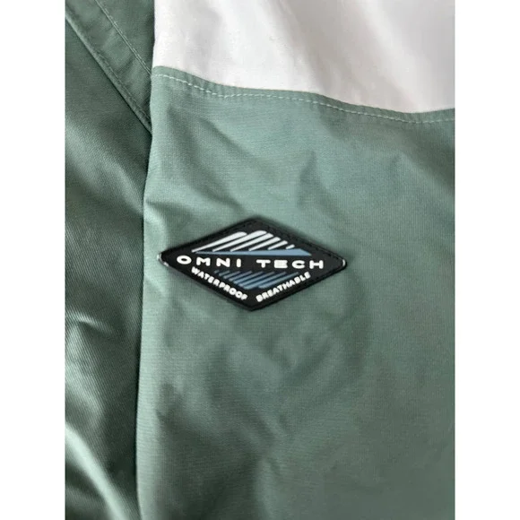 Mens Titanium Waterproof Columbia Jacket Hidden Hood Sage Green White Size Large - Picture 7 of 15
